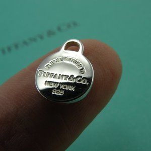 SOLD Tiffany & Co Small Sterling Silver Round Tag Charm Pendant 1/2" tall